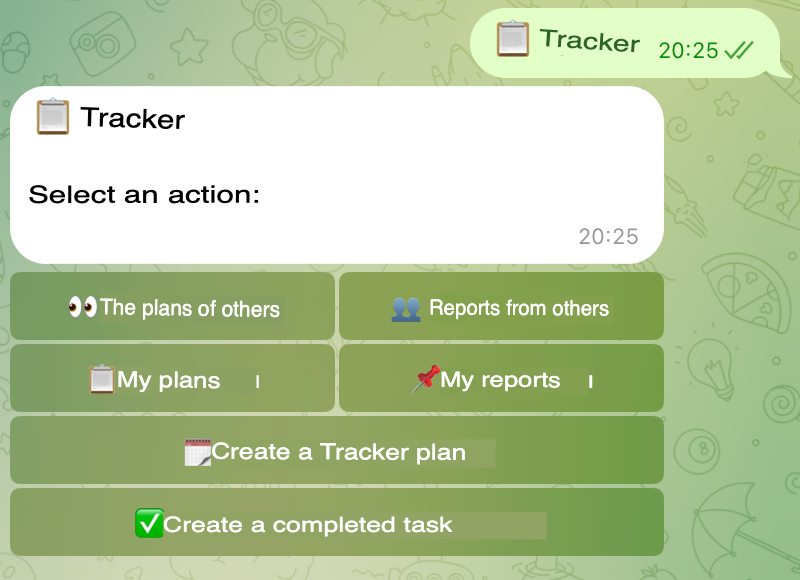 Daily Standup Bot — tracker menu
