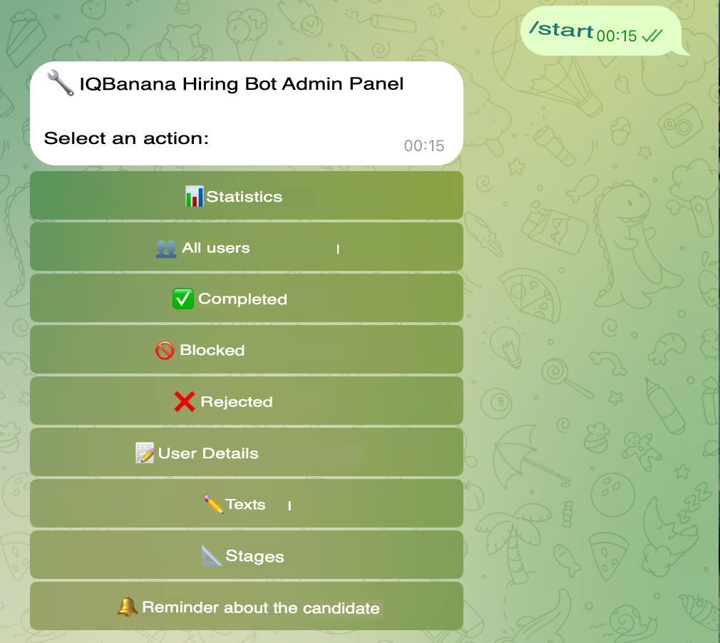 Admin bot — analytics and statistics view